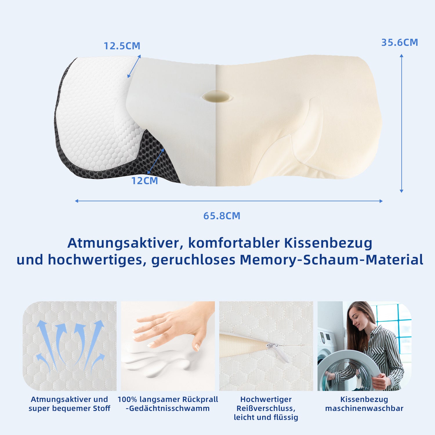 Schlafkissen, Memory Foam für Schlafzimmer und Bett – Detailansicht 5