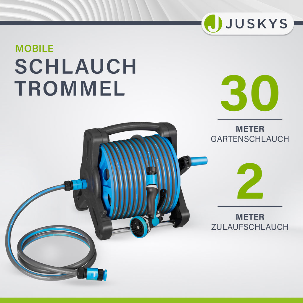 Schlauchtrommel, Blau für Garten und Terrasse – Detailansicht 2