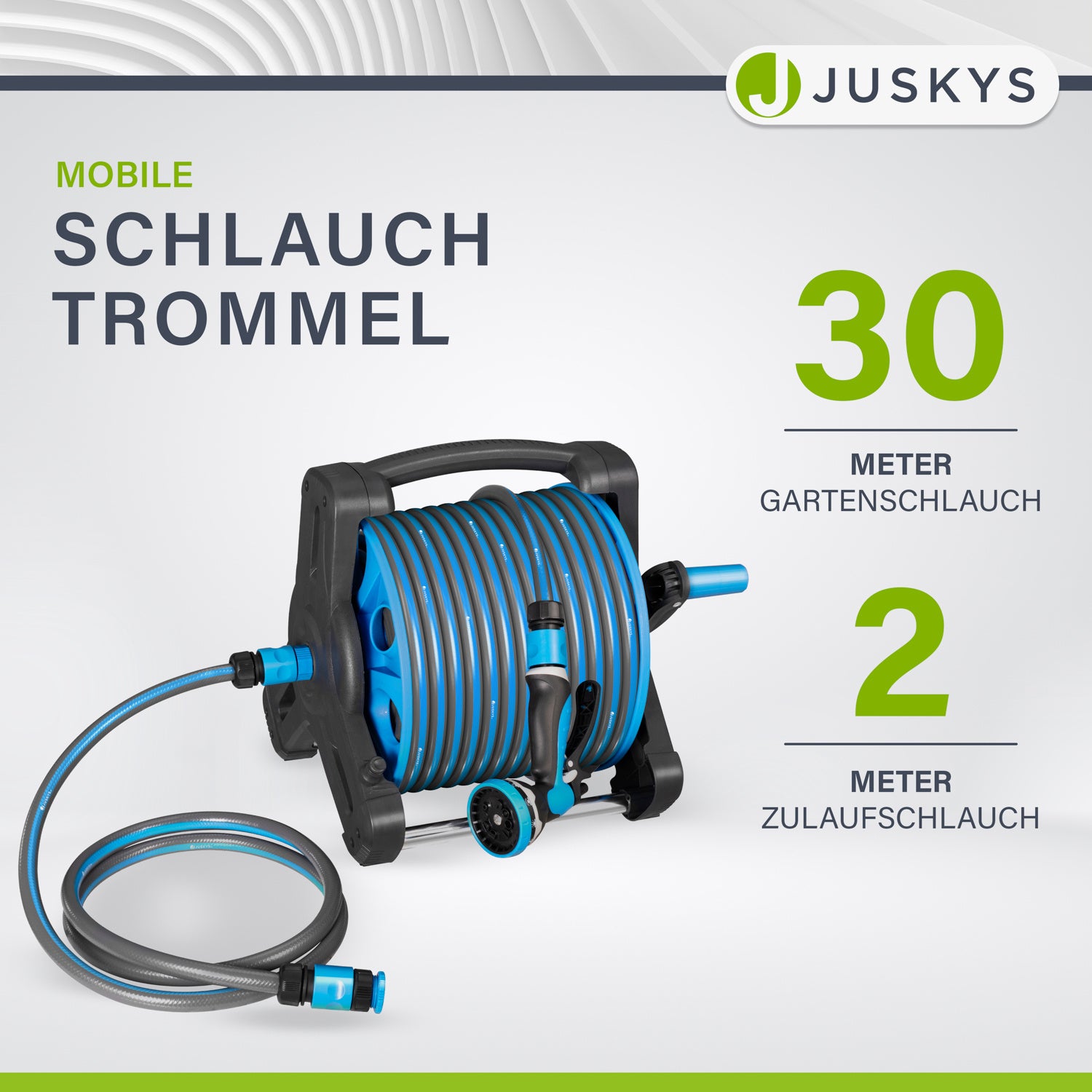 Schlauchtrommel, Blau für Garten und Terrasse – Detailansicht 2