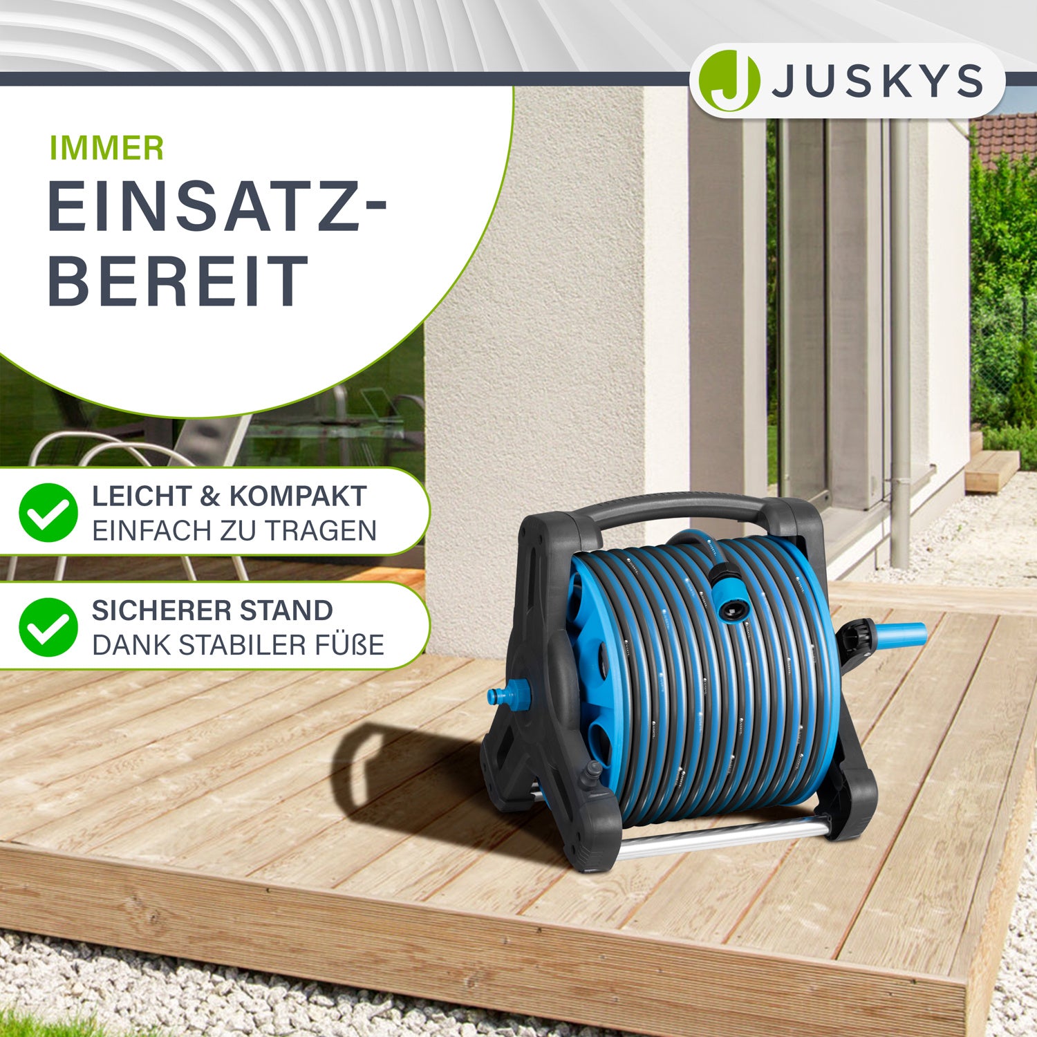 Schlauchtrommel, Blau für Garten und Terrasse – Detailansicht 5