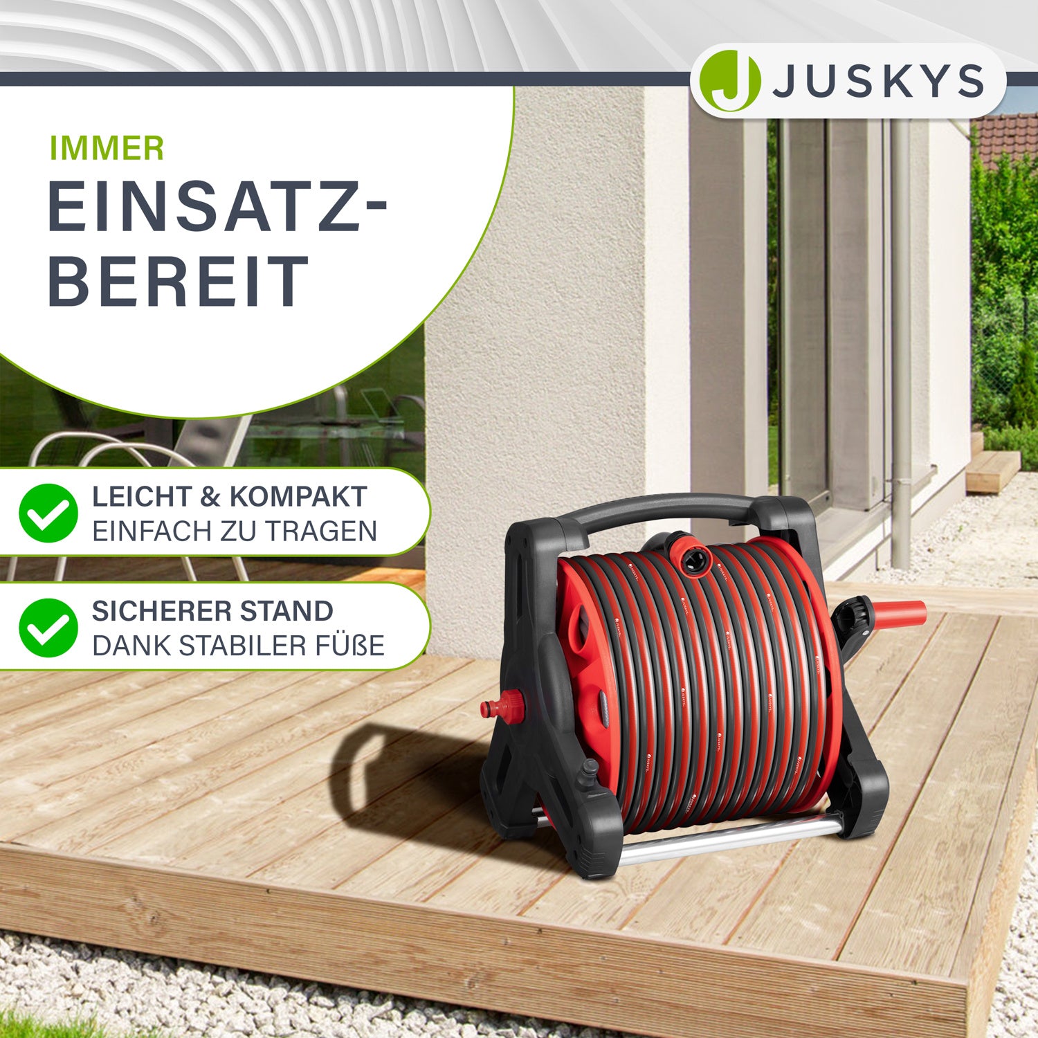 Schlauchtrommel, Blau für Garten und Terrasse – Detailansicht 15