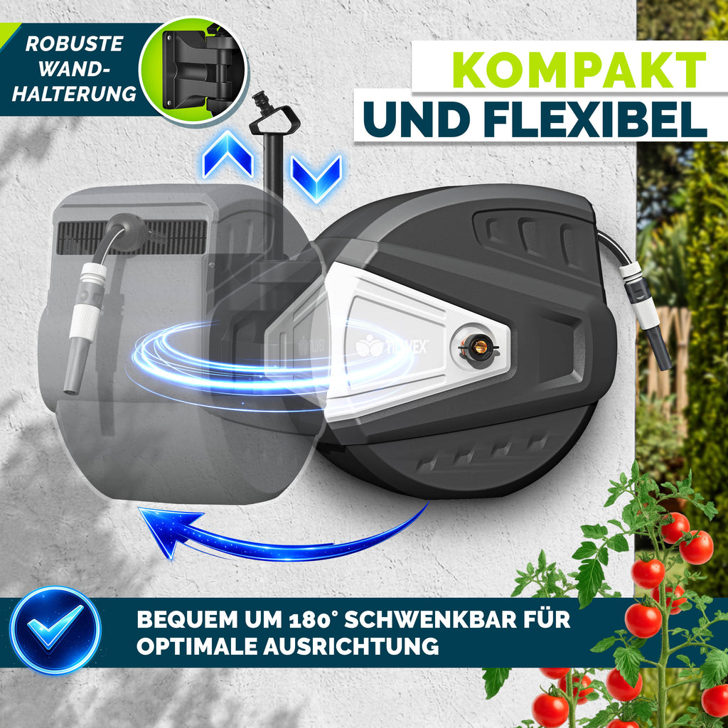 Schlauchtrommel, Schwarz für Garten und Terrasse – Detailansicht 2