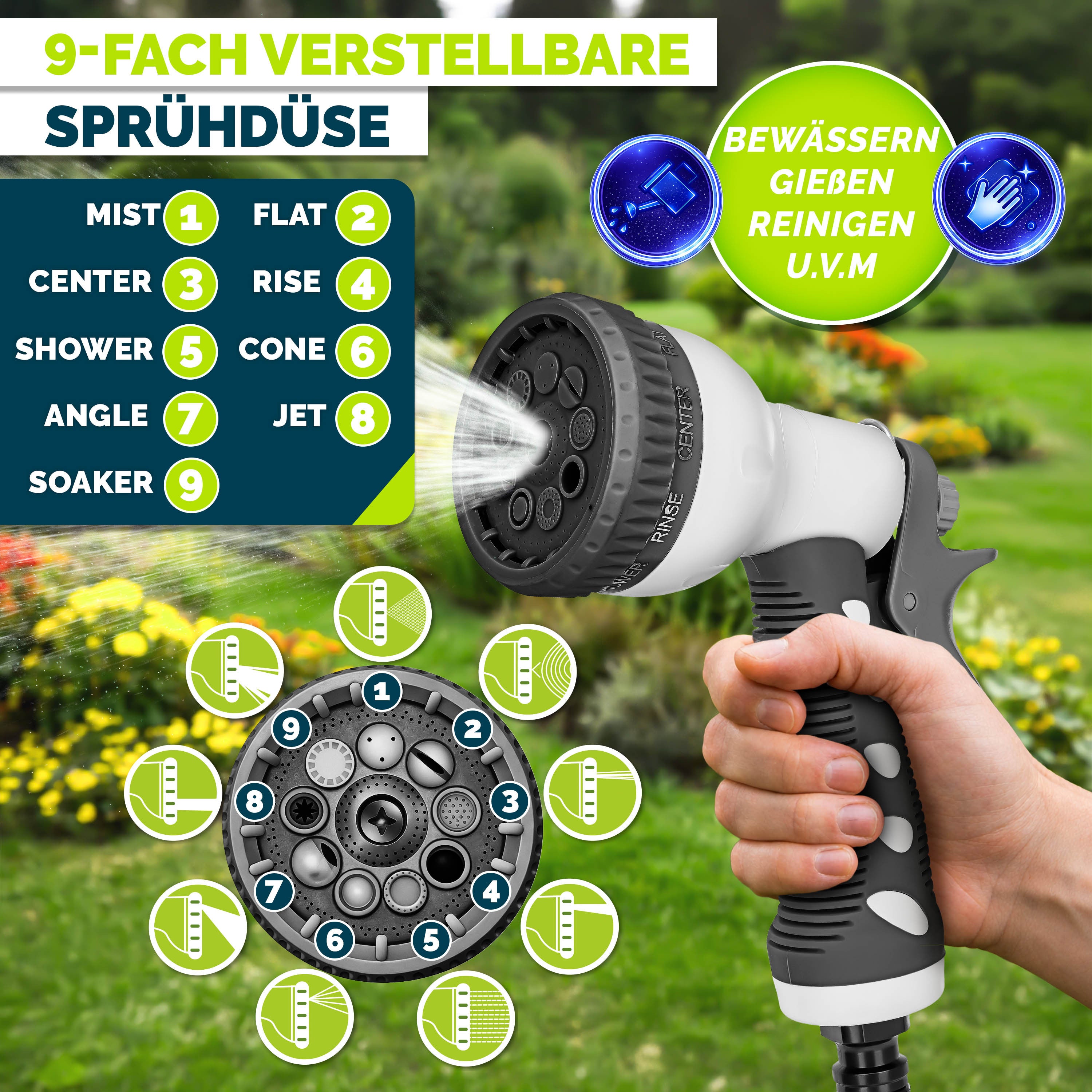 Schlauchtrommel, Schwarz für Garten und Terrasse – Detailansicht 4