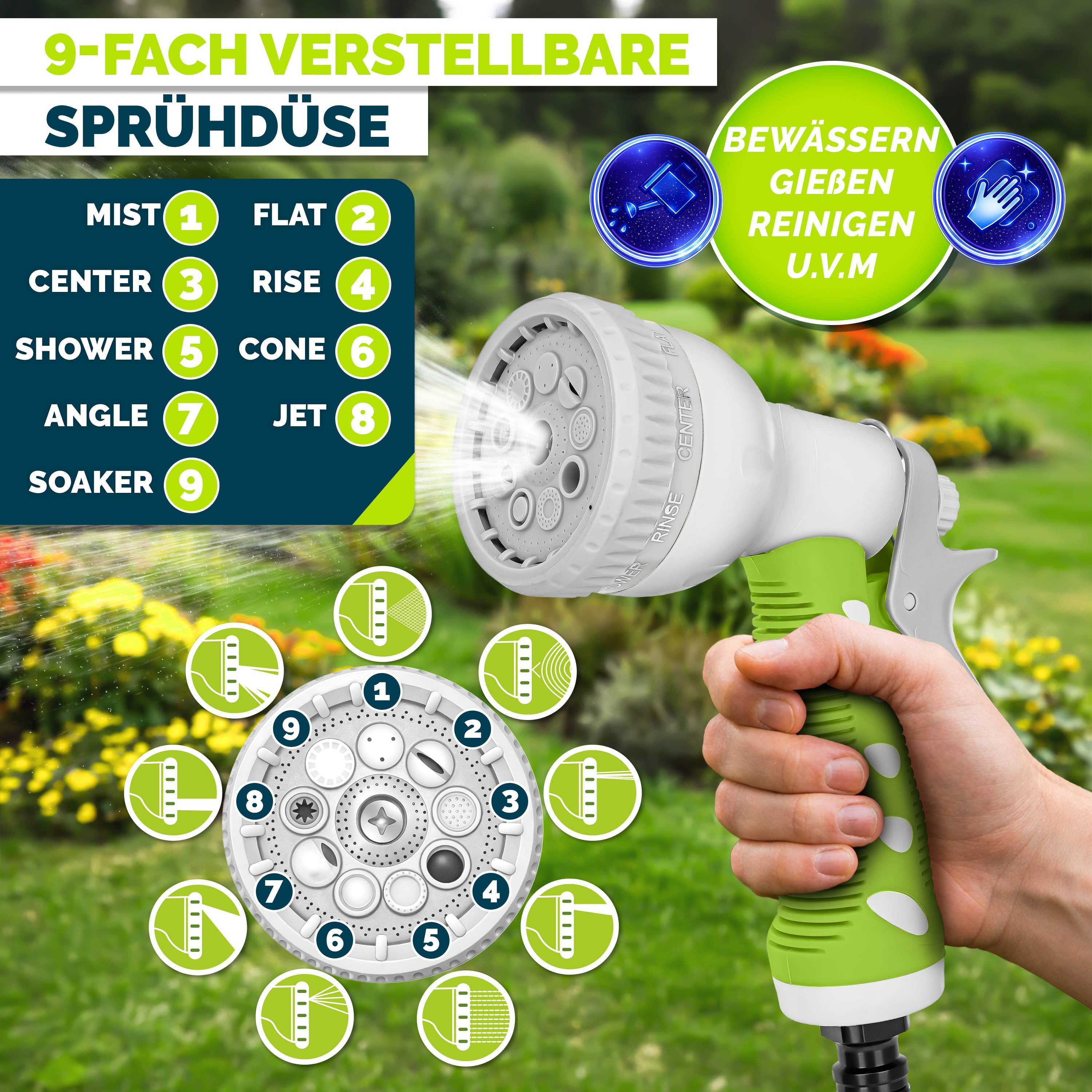 Schlauchtrommel, Schwarz für Garten und Terrasse – Detailansicht 12