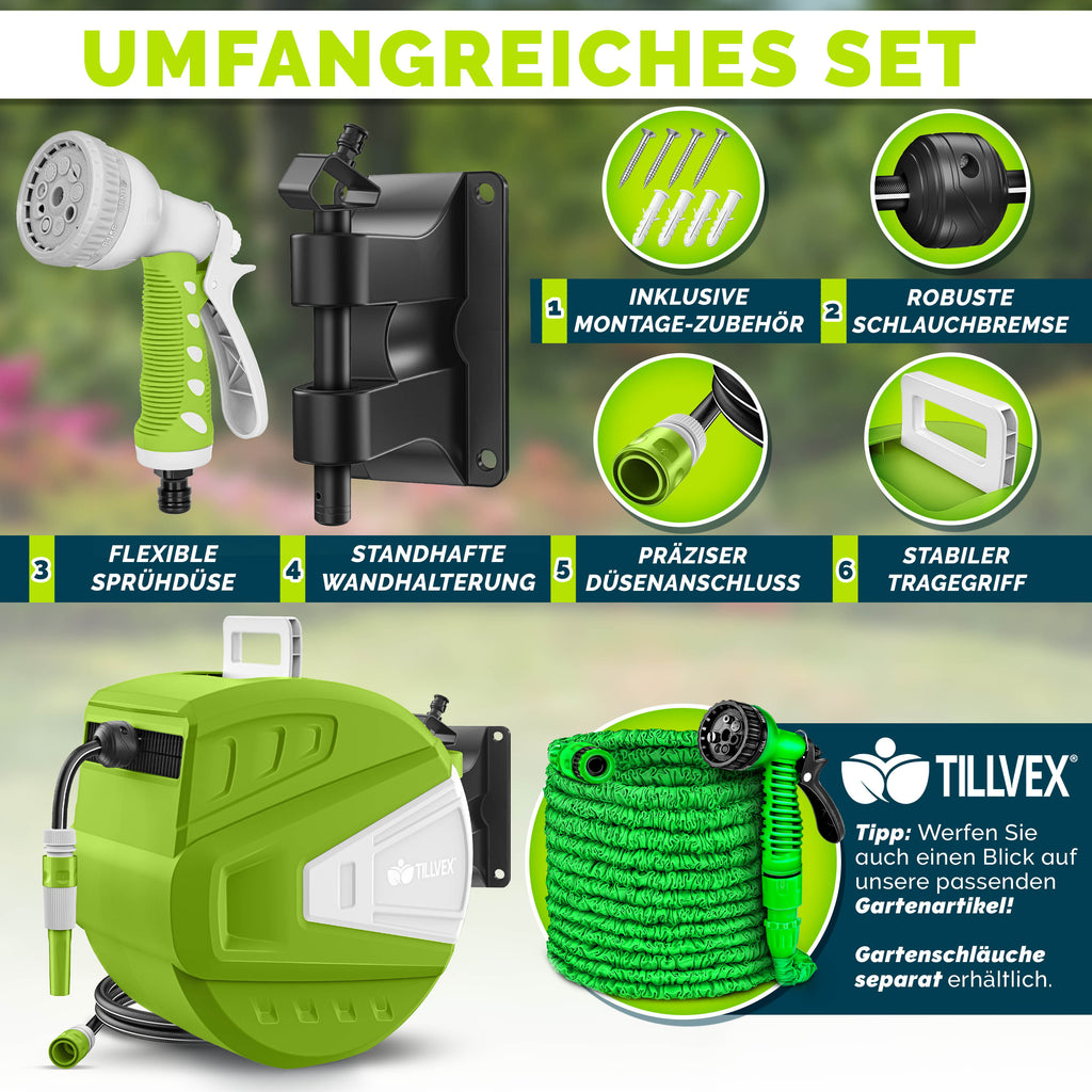 Schlauchtrommel, Schwarz für Garten und Terrasse – Detailansicht 16