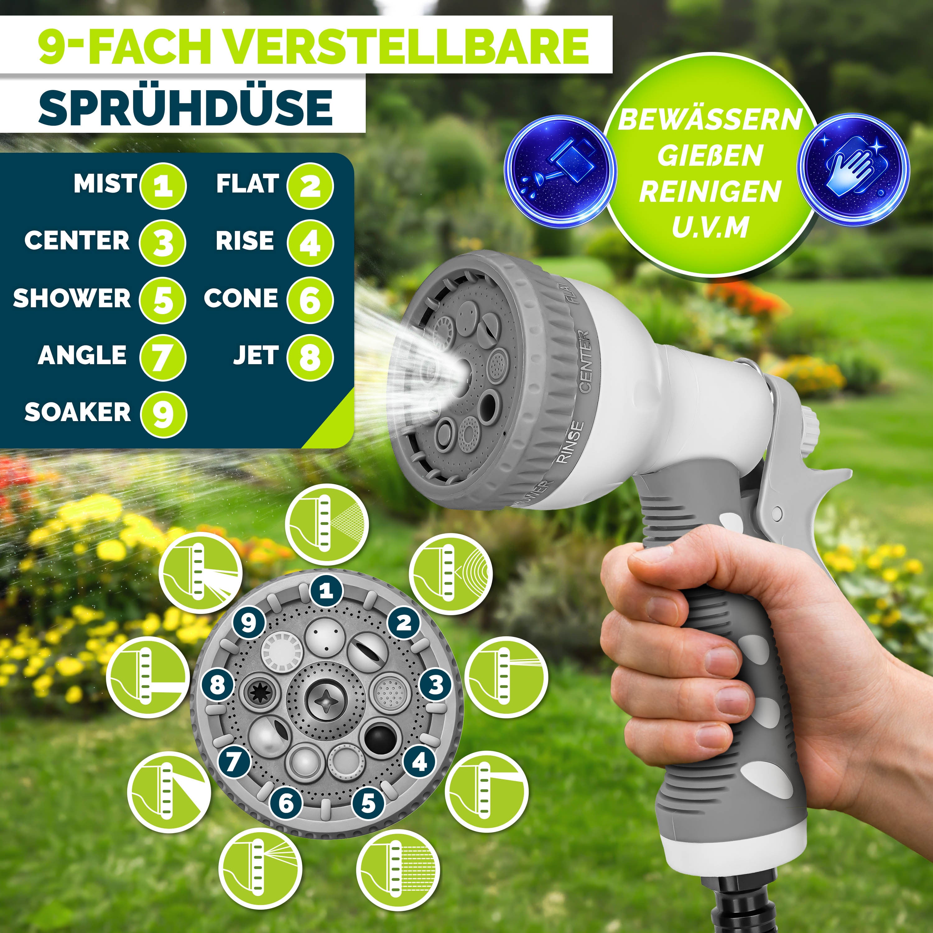 Schlauchtrommel, Schwarz für Garten und Terrasse – Detailansicht 20