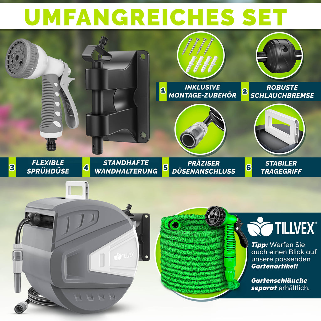 Schlauchtrommel, Schwarz für Garten und Terrasse – Detailansicht 24