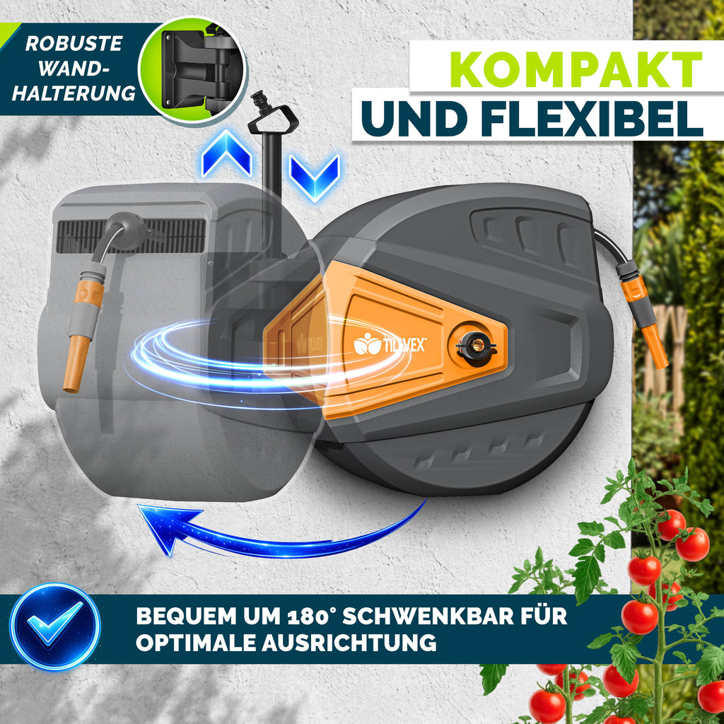 Schlauchtrommel, Schwarz für Garten und Terrasse – Detailansicht 26
