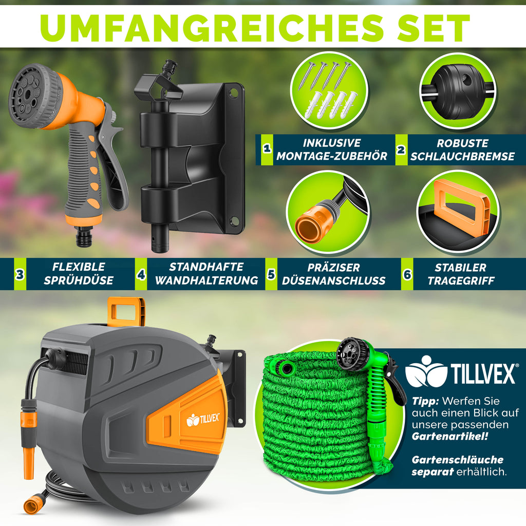 Schlauchtrommel, Schwarz für Garten und Terrasse – Detailansicht 32