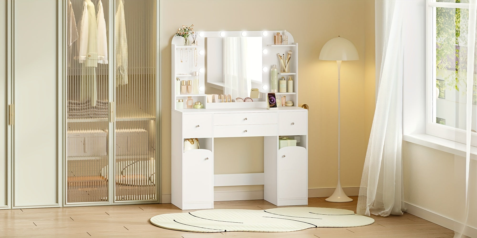Schminktisch, 108 cm für Zuhause und Alltag – Detailansicht 2
