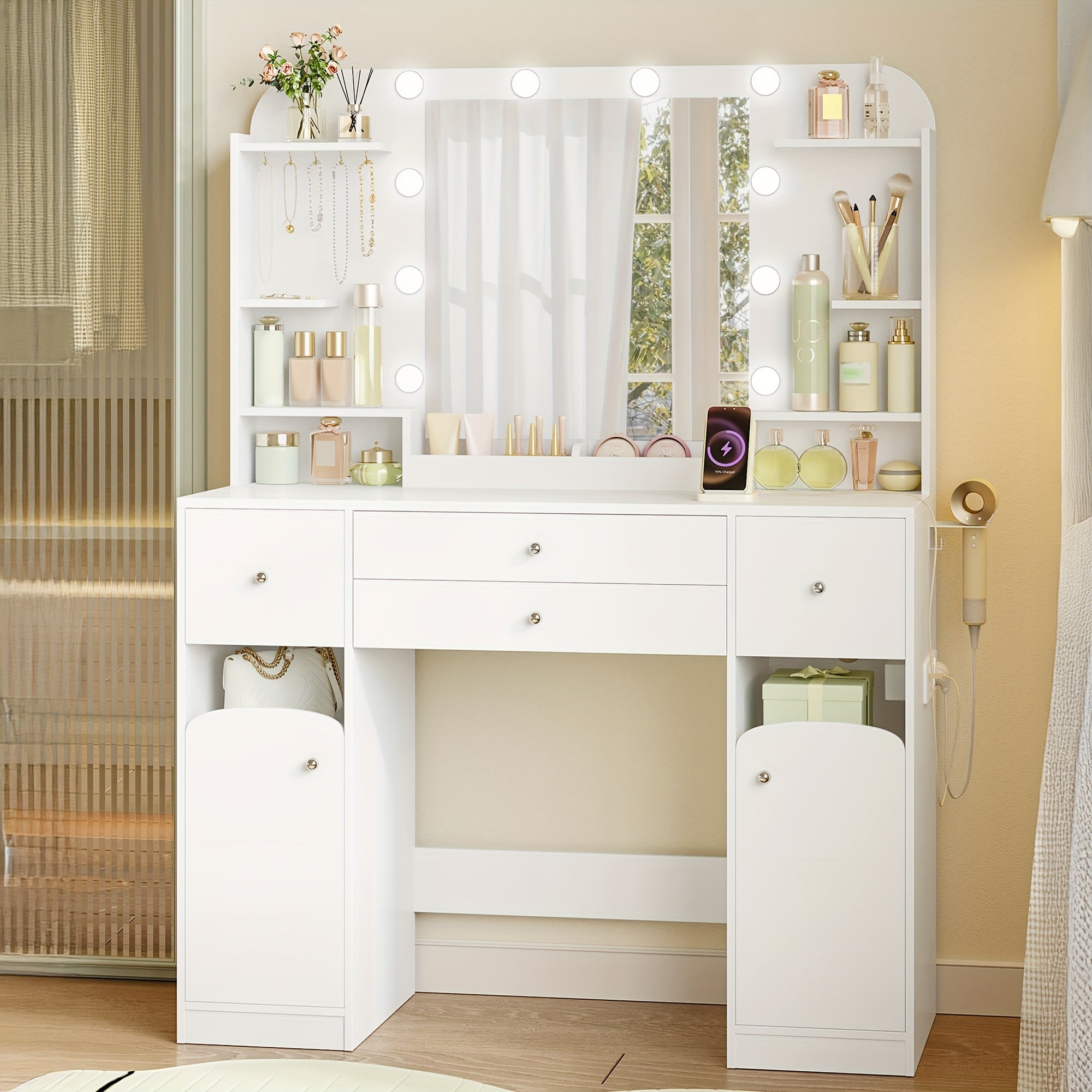 Schminktisch, 108 cm für Zuhause und Alltag – Detailansicht 4