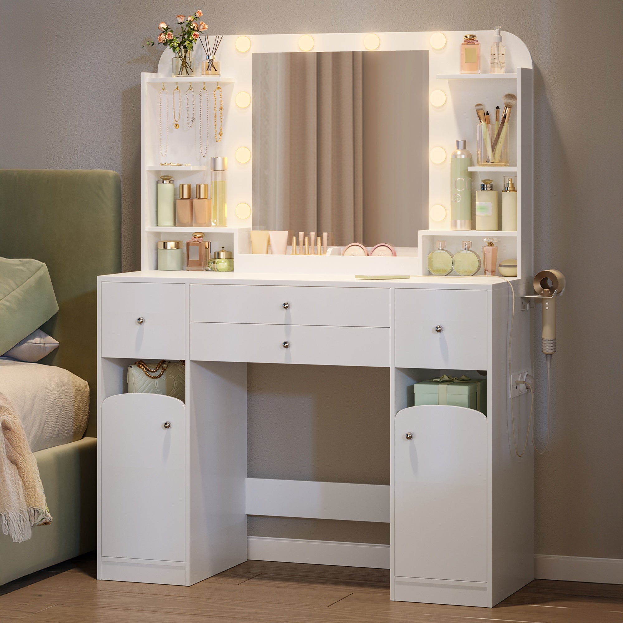Schminktisch, 108 cm für Zuhause und Alltag – Detailansicht 7
