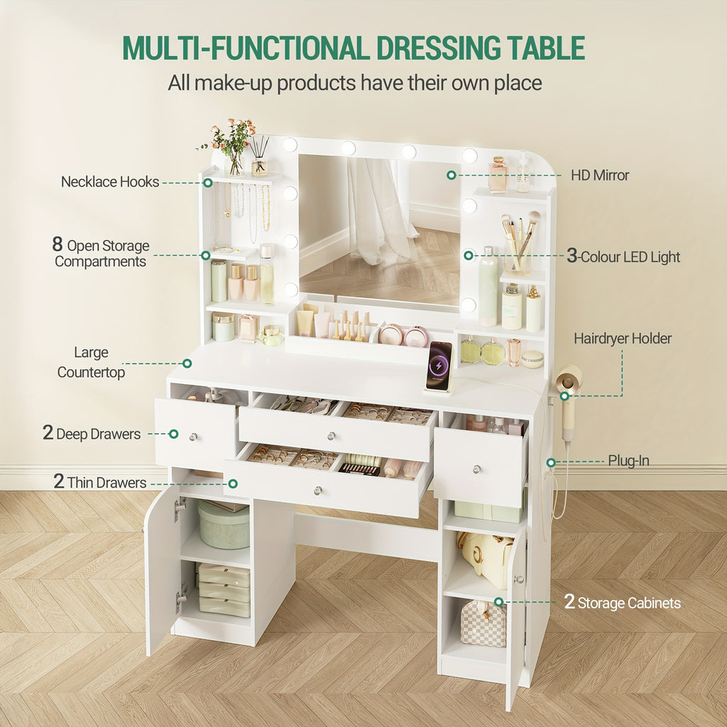 Schminktisch, 108 cm für Zuhause und Alltag – Detailansicht 8