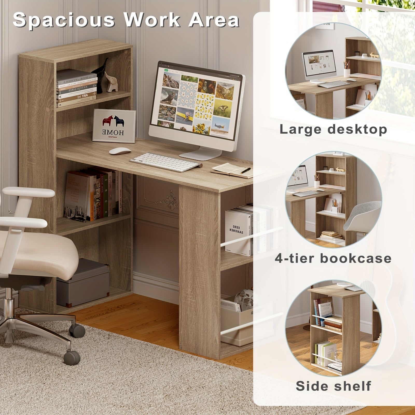 Schreibtisch, 1 Stück für Homeoffice und Arbeitszimmer – Detailansicht 9