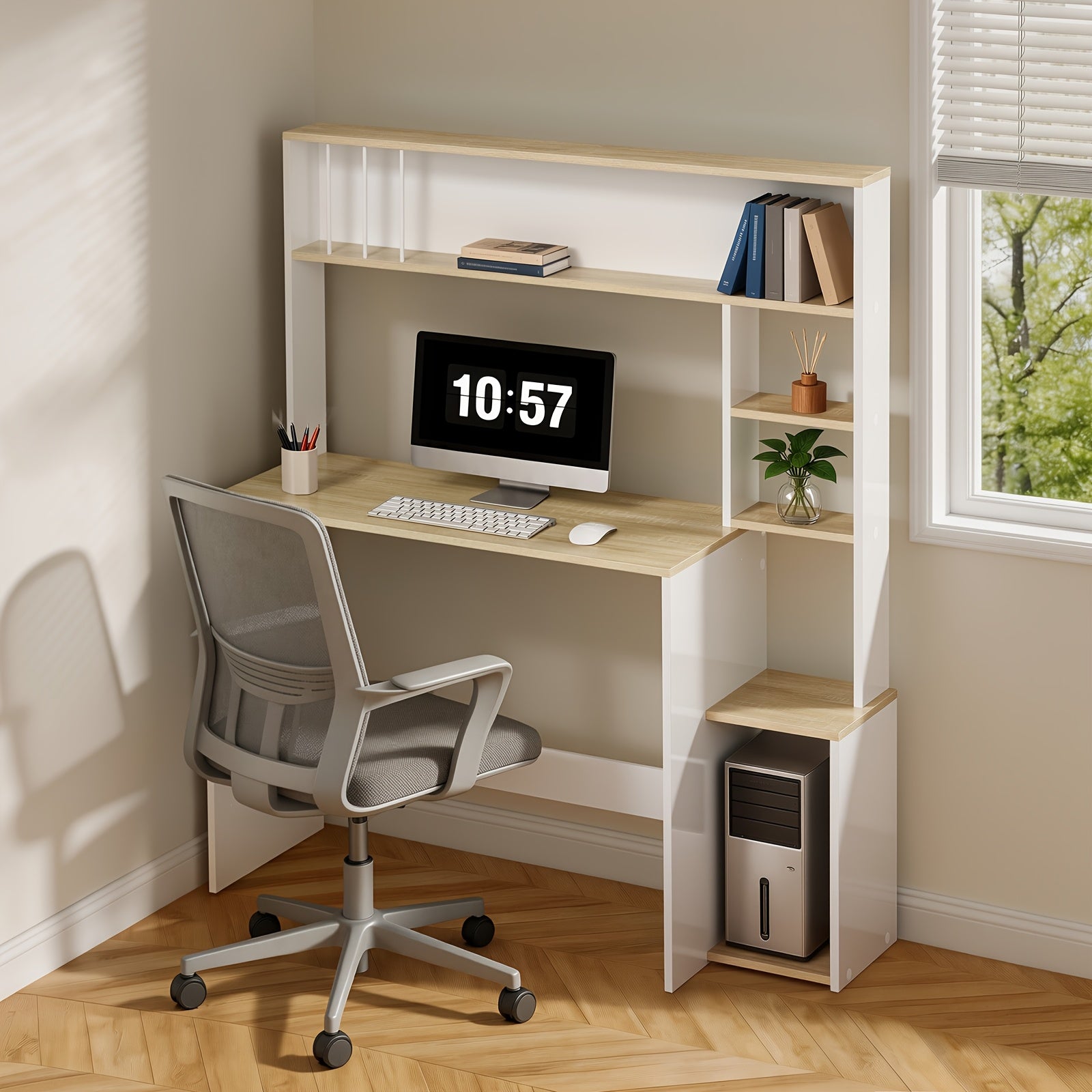 Schreibtisch, 113,5x139x45 cm für Arbeitszimmer und Homeoffice – Detailansicht 2