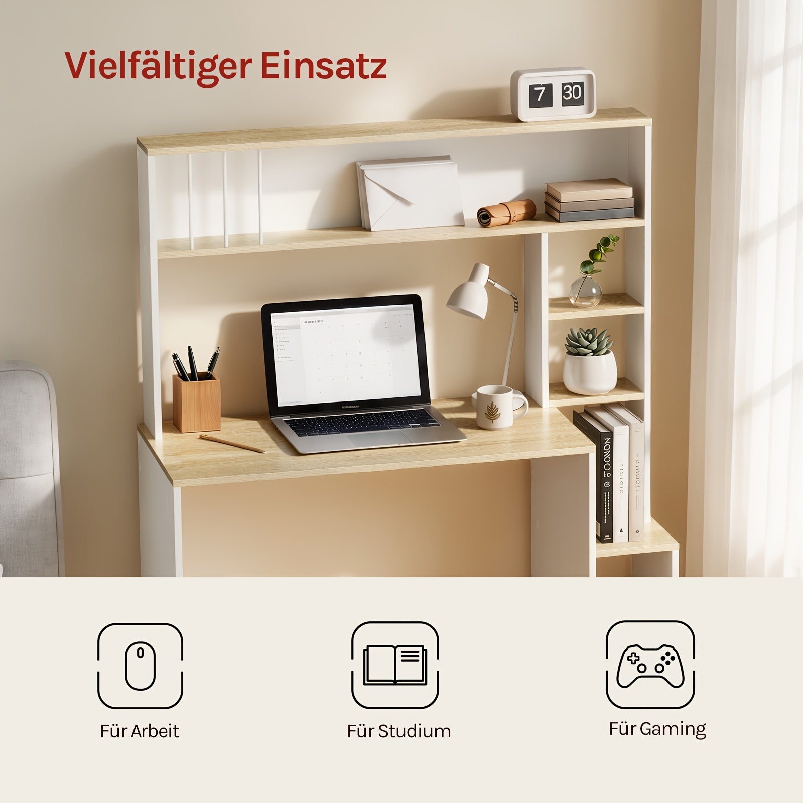 Schreibtisch, 113,5x139x45 cm für Arbeitszimmer und Homeoffice – Detailansicht 7