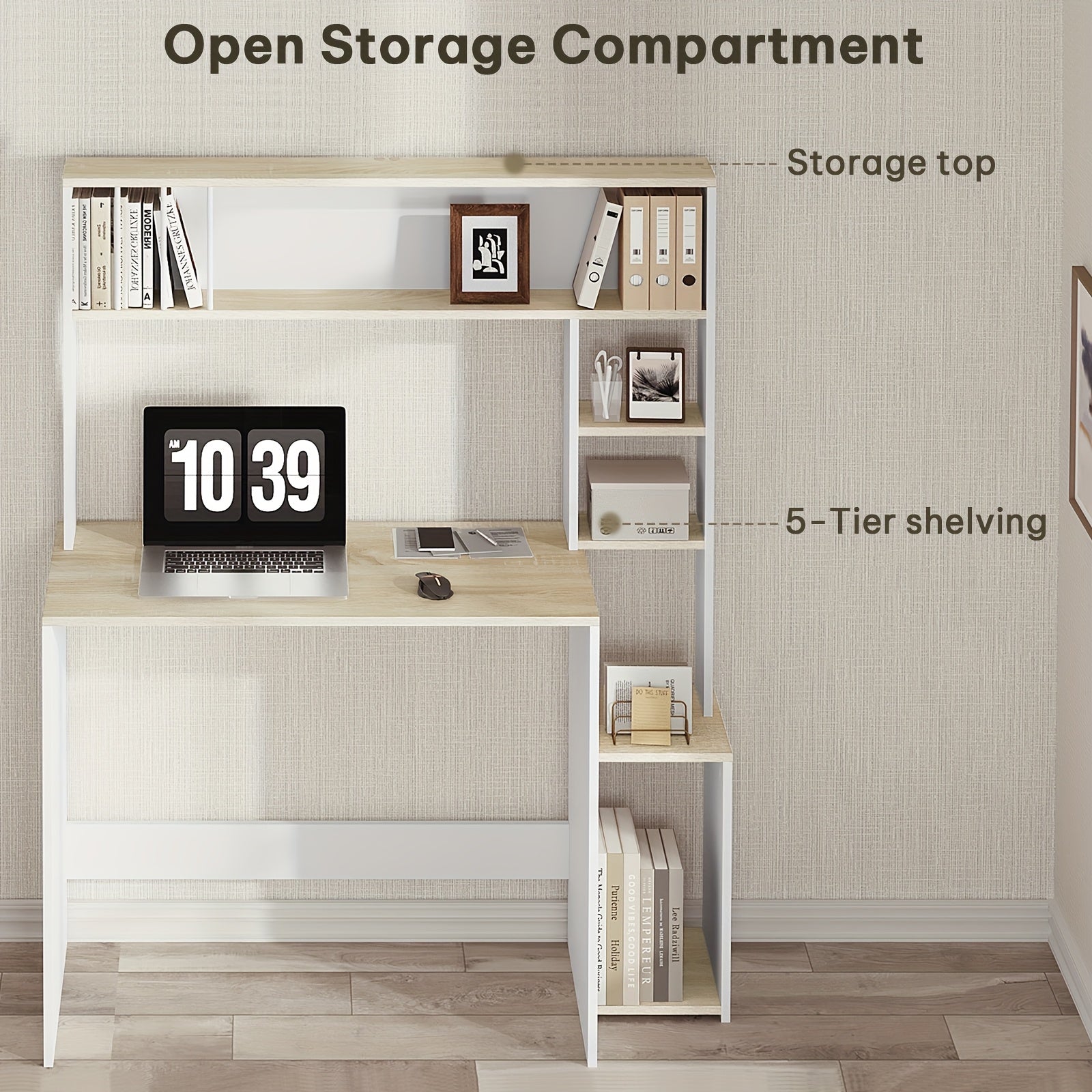 Schreibtisch, 113,5x139x45 cm für Arbeitszimmer und Homeoffice – Detailansicht 12