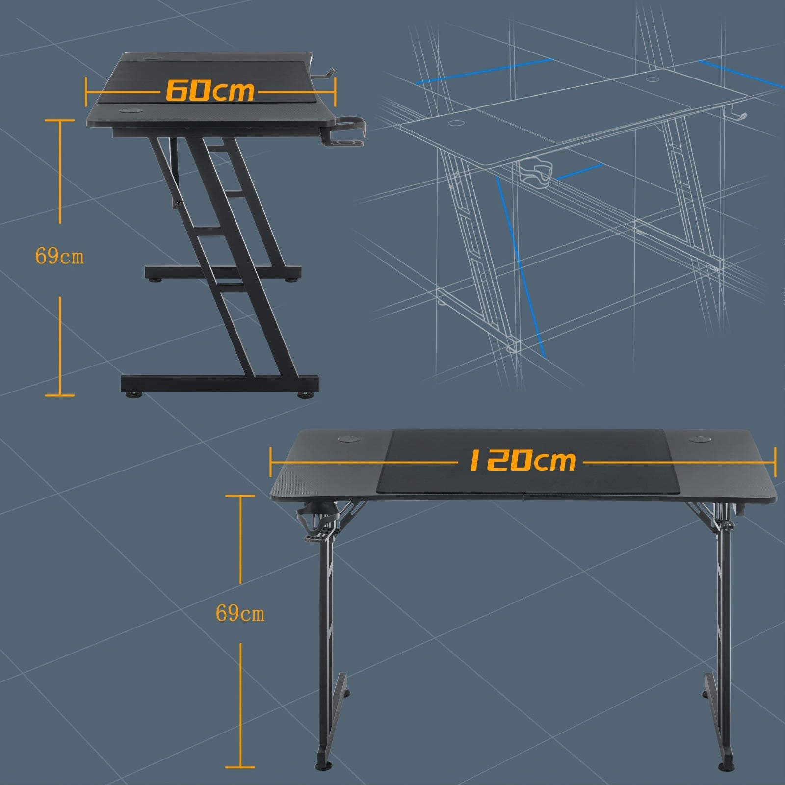 Schreibtisch, 120cm für Arbeitszimmer und Homeoffice – Detailansicht 12