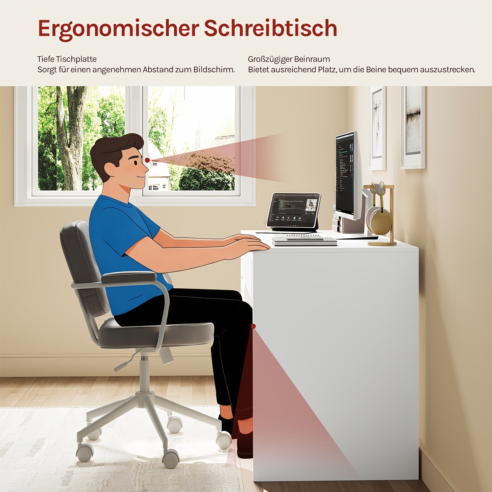 Schreibtisch, 1pc für Arbeitszimmer – Detailansicht 6