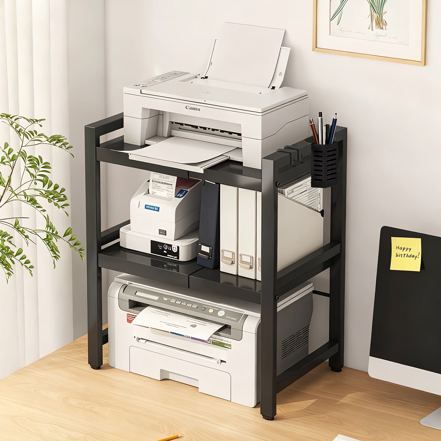 Schreibtisch, 2 Schichten Schwarz für Arbeitszimmer und Homeoffice – Detailansicht 3