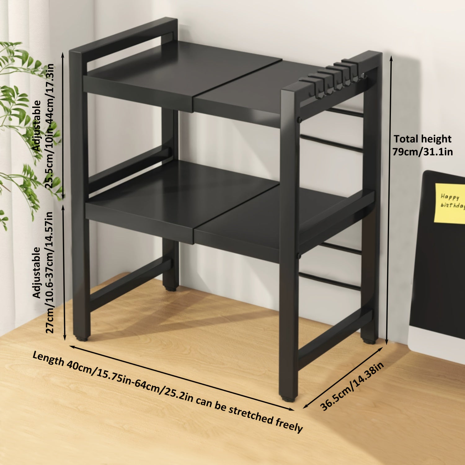 Schreibtisch, 2 Schichten Schwarz für Arbeitszimmer und Homeoffice – Detailansicht 4