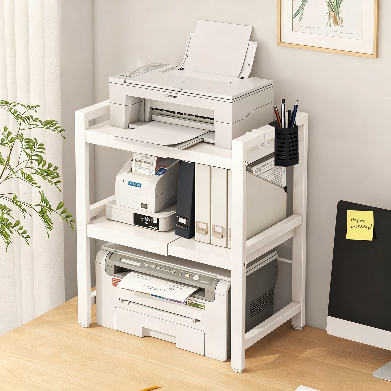 Schreibtisch, 2 Schichten Schwarz für Arbeitszimmer und Homeoffice – Detailansicht 7
