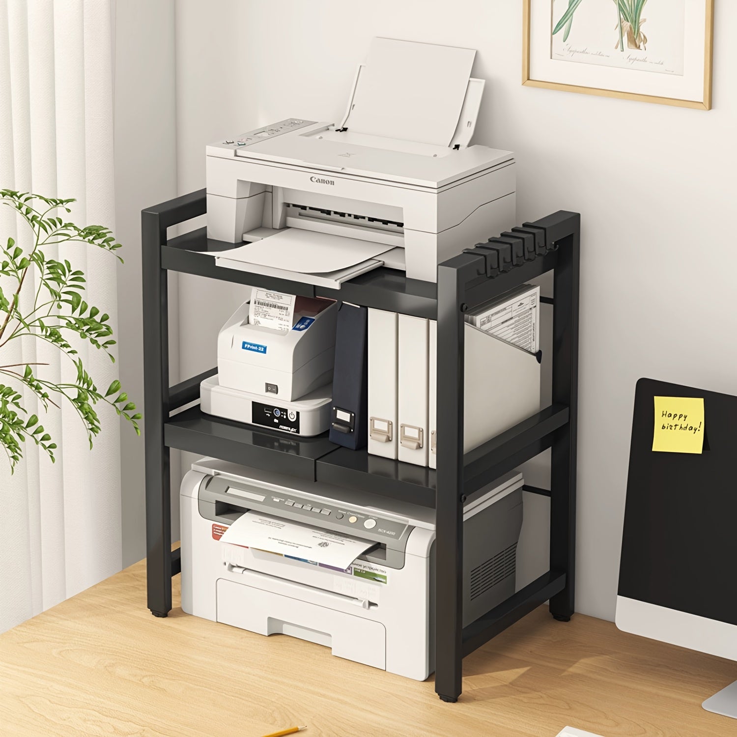 Schreibtisch, 2 Schichten Schwarz für Arbeitszimmer und Homeoffice – Detailansicht 10