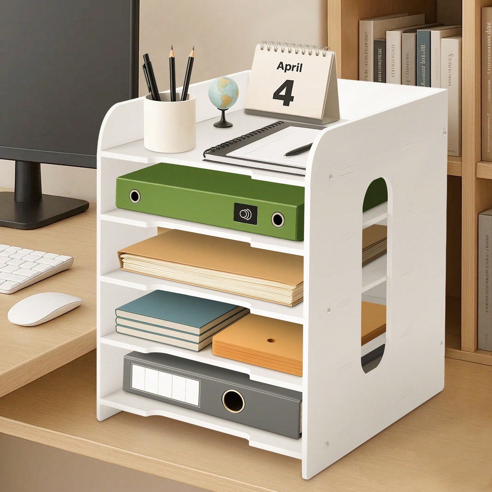 Schreibtisch, 5-stöckig für Arbeitszimmer und Homeoffice – Detailansicht 2