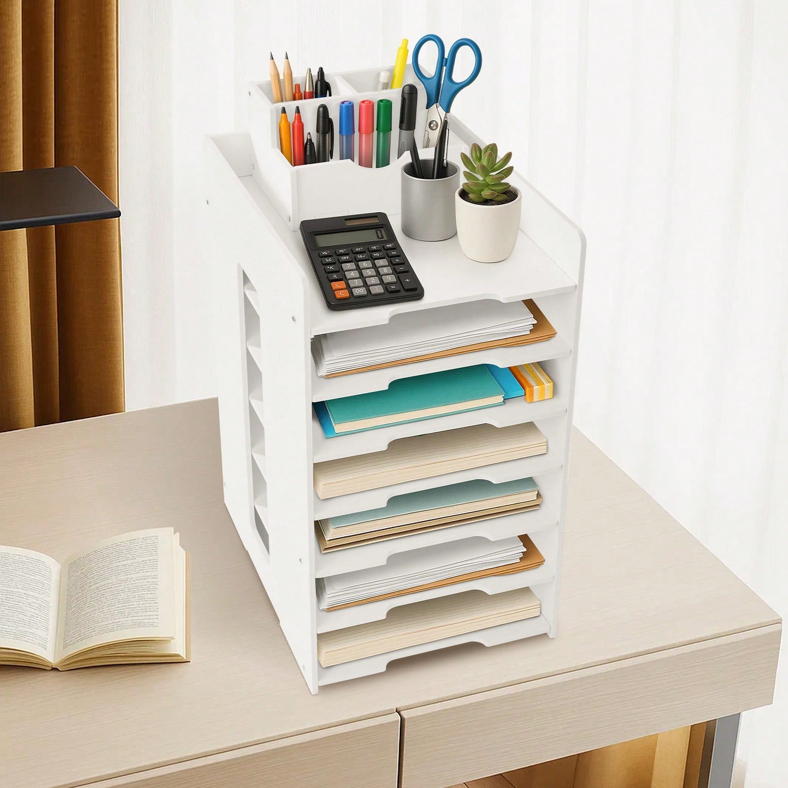 Schreibtisch, 5-stöckig für Arbeitszimmer und Homeoffice – Detailansicht 8