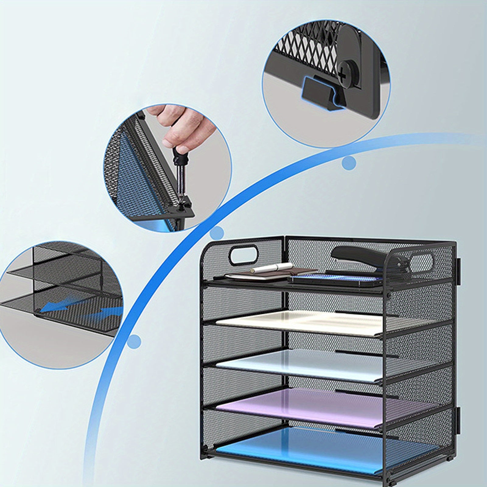 Schreibtisch, A4-Datei-Desktop-Datei-Organizer für Home Office für Arbeitszimmer – Detailansicht 6