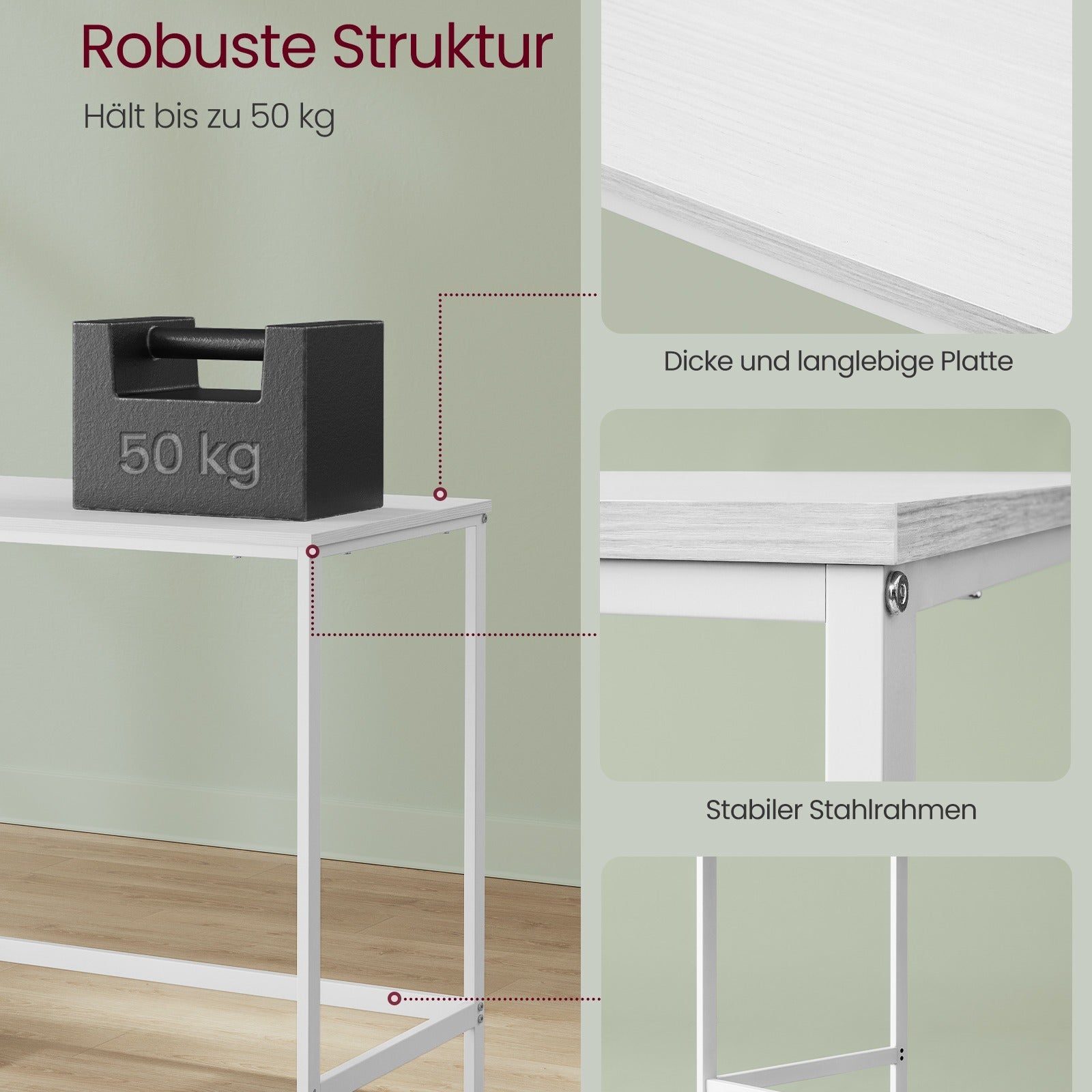 Schreibtisch, Ahornweiß für Arbeitszimmer und Homeoffice – Detailansicht 6