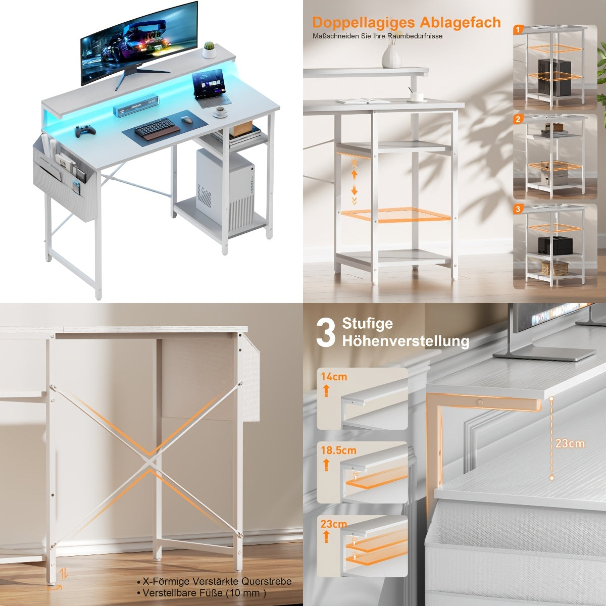Schreibtisch, Schwarz für Arbeitszimmer – Detailansicht 15