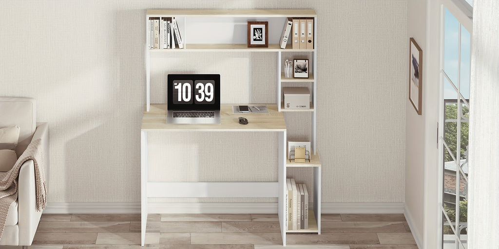 Schreibtisch, Weiße Eiche für Arbeitszimmer – Detailansicht 7