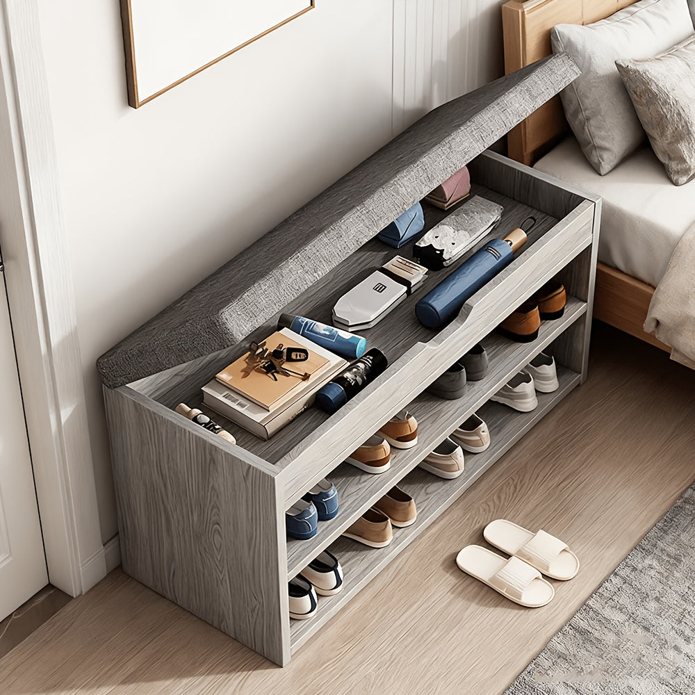 Schuhbank mit Stauraum, 44cm für Eingangsbereich und Zuhause – Detailansicht 4