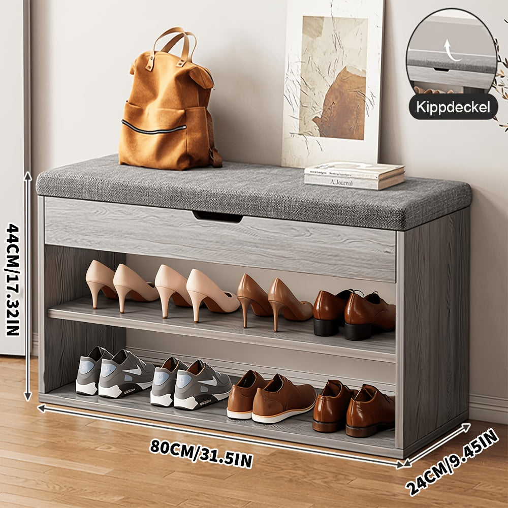 Schuhbank mit Stauraum, 44cm für Eingangsbereich und Zuhause – Detailansicht 5