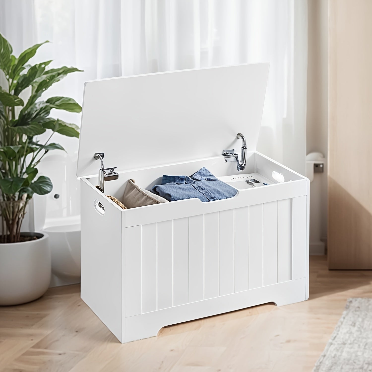 Schuhbank mit Stauraum, Braun für Eingangsbereich und Zuhause – Detailansicht 3