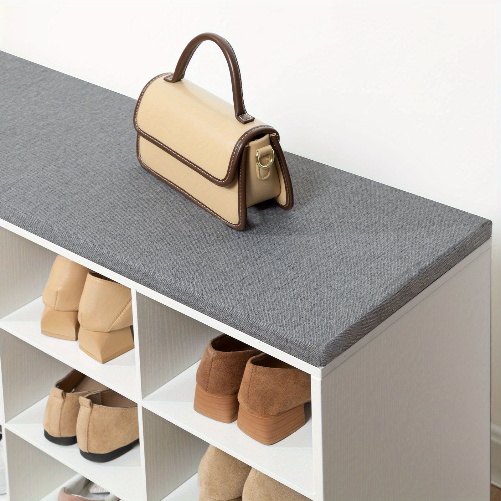 Schuhbank mit Stauraum, Grau für Eingangsbereich und Zuhause – Detailansicht 7