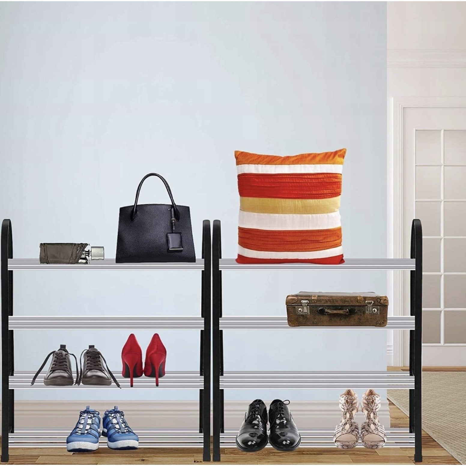 Schuhregal Regal, Metall für Schuhe Schuh-Organizer Ständer Metall Stahl und Alltag – Detailansicht 8