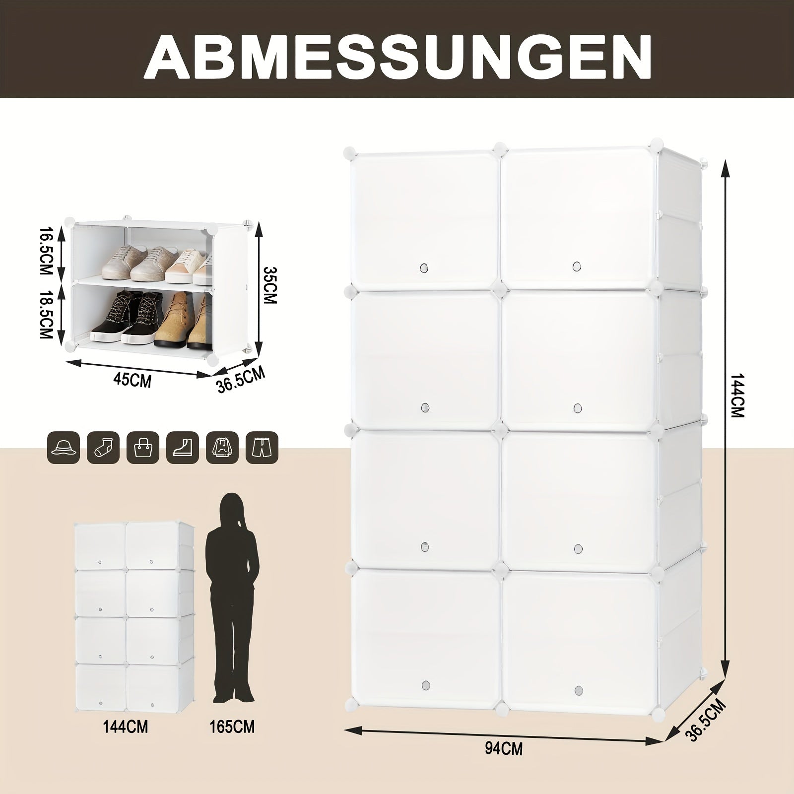Schuhregal, Weiß für Bett – Hauptansicht