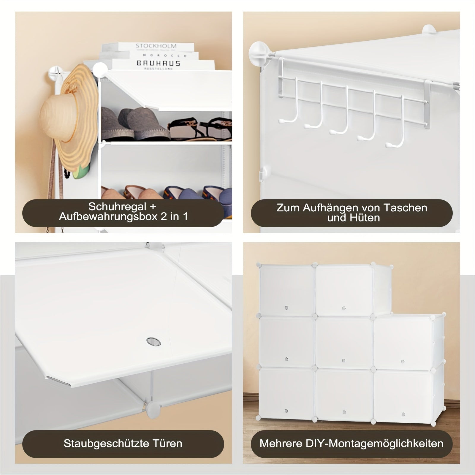 Schuhregal, Weiß für Bett und Schlafzimmer – Detailansicht 2
