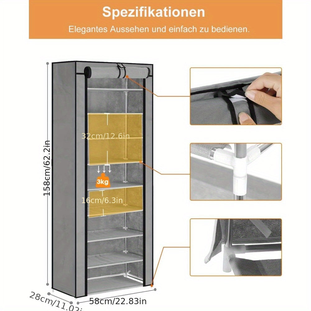 Schuhschrank, Grau für High Heels Sportschuhe und Alltag – Detailansicht 4