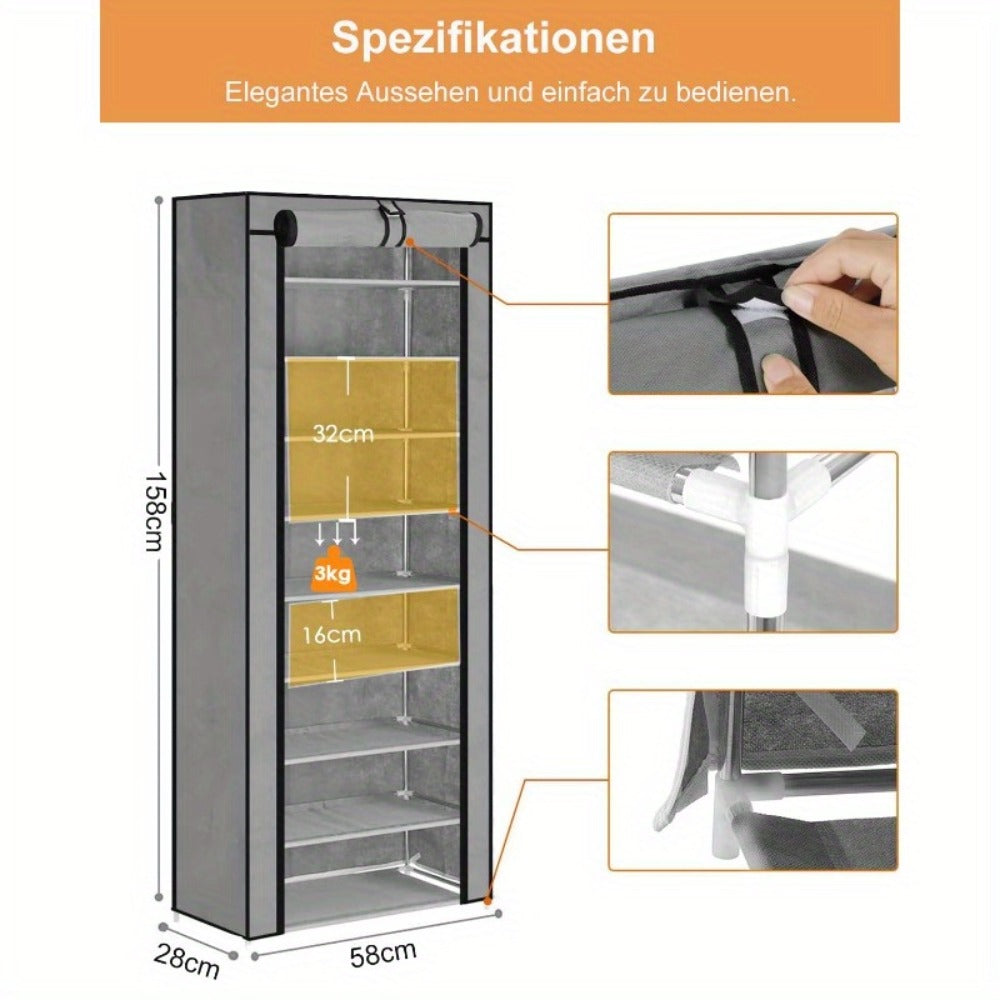 Schuhschrank, Schwarz für 27 Paar und Alltag – Detailansicht 7