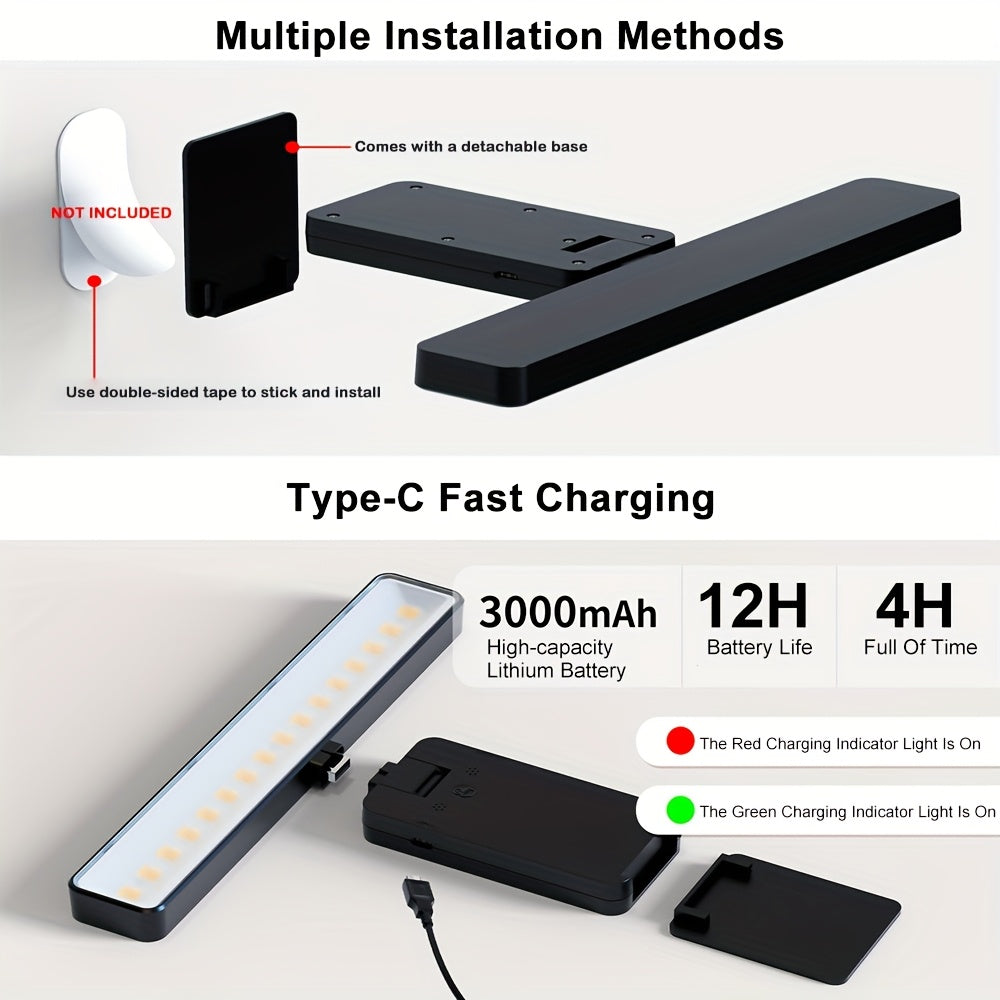 Schwarze LED Touch & Fernbedienung Wandlampe, LED-Beleuchtung für Badezimmer und Haushalt – Detailansicht 2