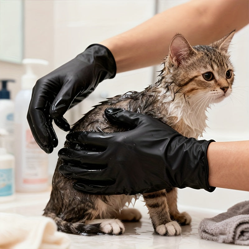 schwarze Nitril Einweghandschuhe, 50 Stück für Badezimmer und Haushalt – Detailansicht 5