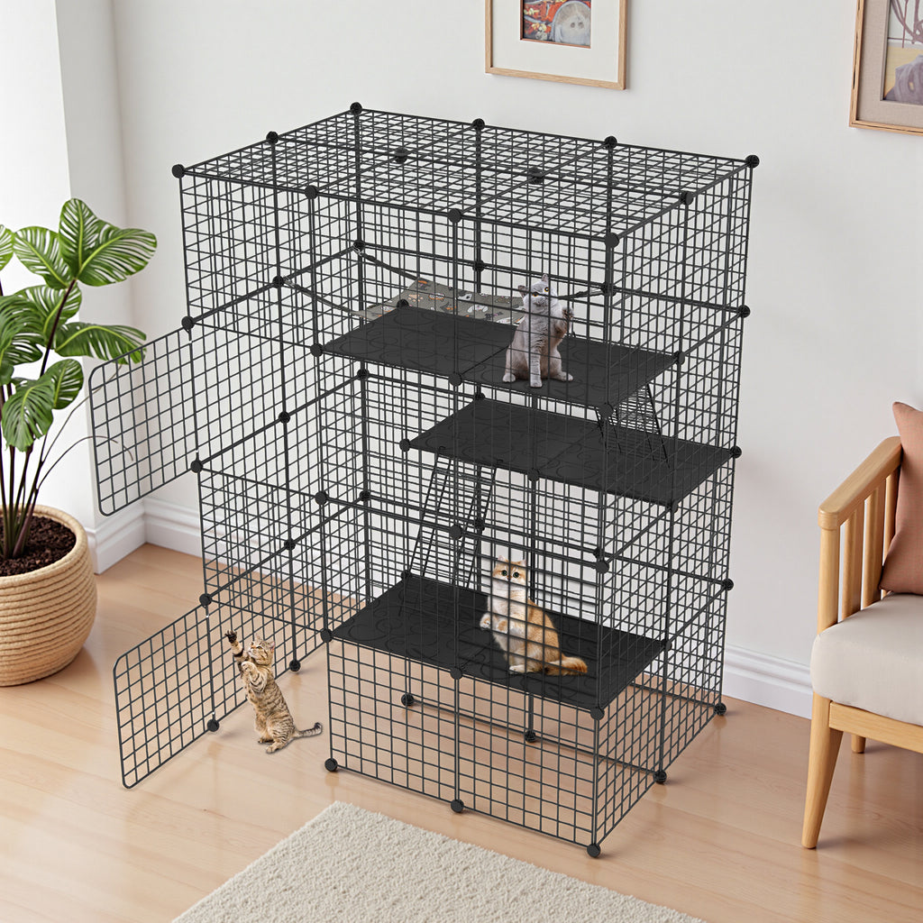 Schwarzes Metallgitter für Zäune im Freien für Kaninchen und kleine Tiere wie Meerschweinchen – Detailansicht 9