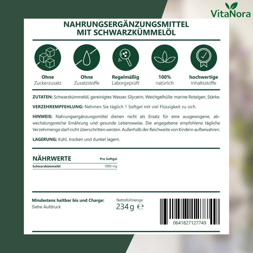 Schwarzkümmelöl Premium Kapseln, 180 vegane Softgels (6 Monate Vorrat) für Alltag und Zuhause – Detailansicht 6