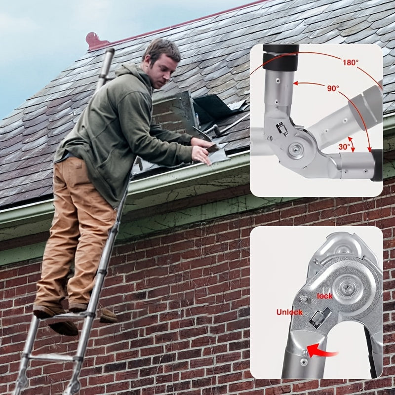Schwere Edelstahl-Teleskop-Klappleiter - Tragbare, 5m(2.5m+2.5m) für Lagerung und Bau – Detailansicht 7