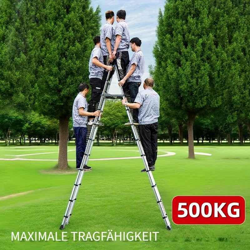 Schwere Edelstahl-Teleskop-Klappleiter - Tragbare, 5m(2.5m+2.5m) für Lagerung und Bau – Detailansicht 9