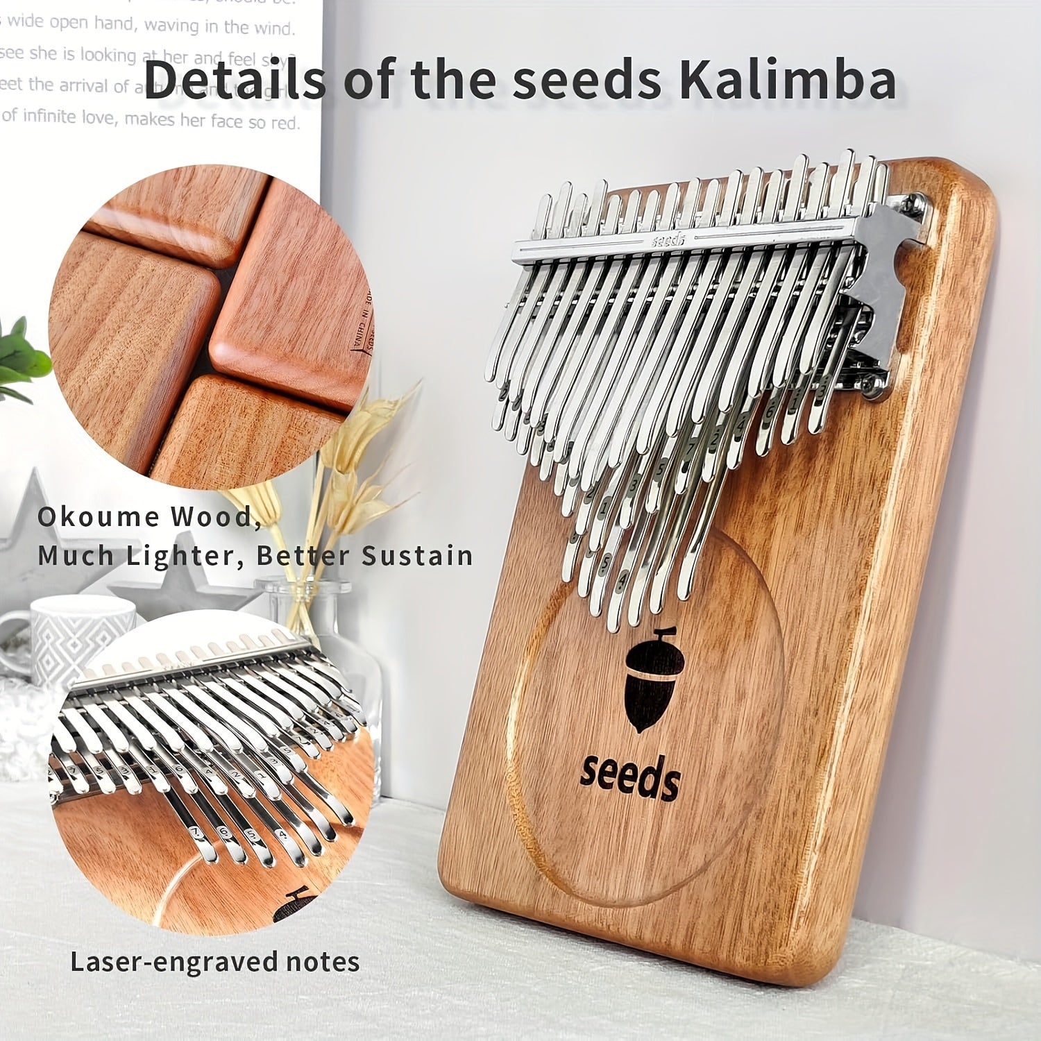 Seeds Kalimba für Erwachsene und Anfänger – Detailansicht 3