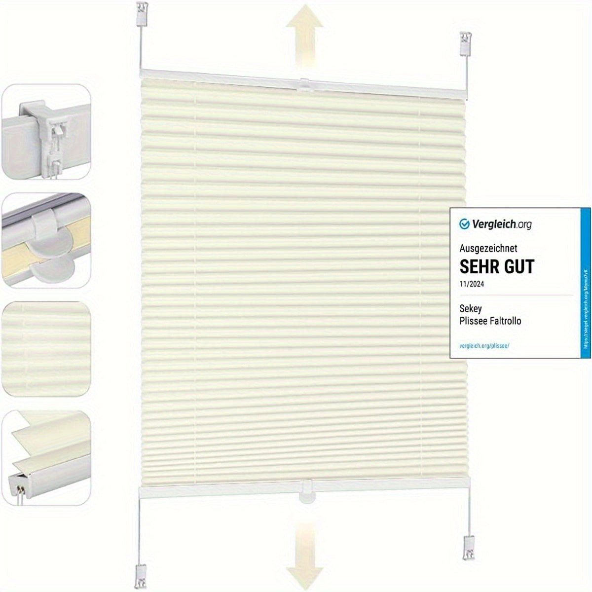Sekey Snap Blinds ohne Bohren, Silbergrau für Schlafzimmer – Detailansicht 6